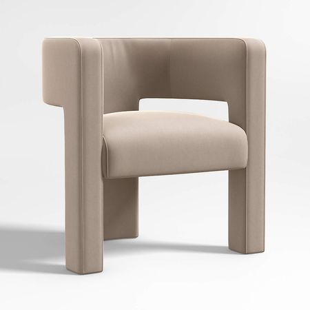 Sculpt Warm Beige Velvet Accent Chair