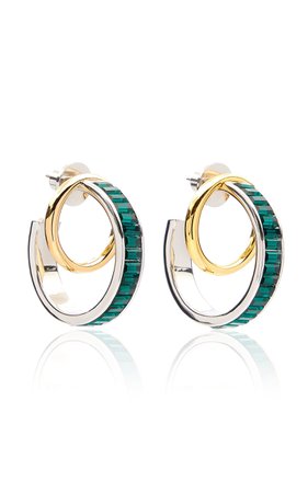 Galaxy Silver And Gold-Plated Crystal Hoop Earrings By Demarson | Moda Operandi