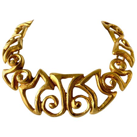 Vintage Christian Lacroix Gold Tribal Statement Necklace