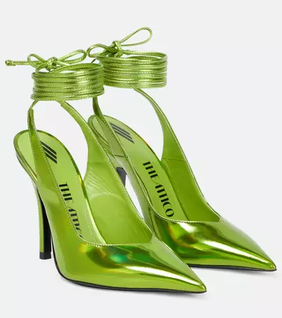 Venus Faux Leather Slingback Pumps in Green - The Attico | Mytheresa