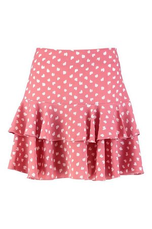 Abstract Polka Dot Ruffle Hem Mini Skirt | Boohoo