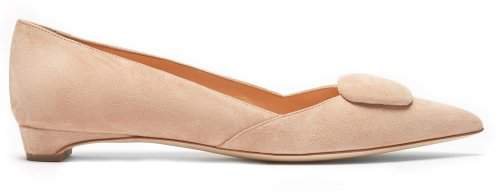 Aga Point Toe Suede Flats - Womens - Nude