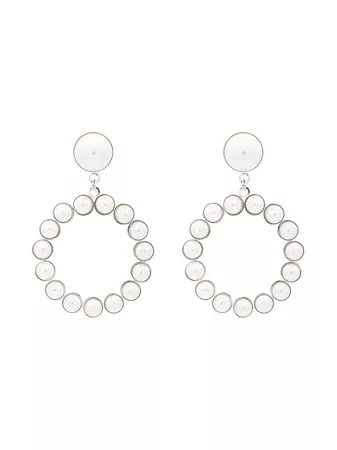 Alessandra Rich Faux Pearl Circle Earrings With Pearl Clip - Farfetch