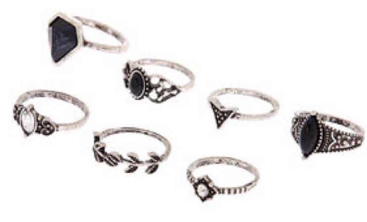 black & silver ring set