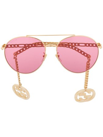 Gucci Eyewear detachable-charm round-frame Sunglasses - Farfetch