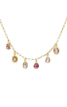 18KT Gold Pink Ombre Sapphire Necklace by Page Sargisson | Moda Operandi