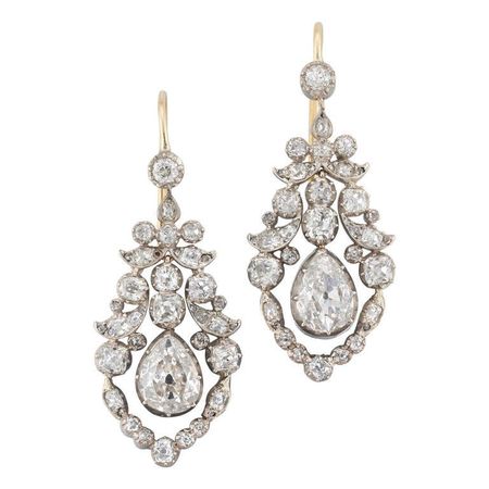 Georgian Diamond Chandelier Earrings For Sale at 1stDibs | georgian diamond earrings