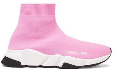 Speed Stretch-knit High-top Sneakers - Pink