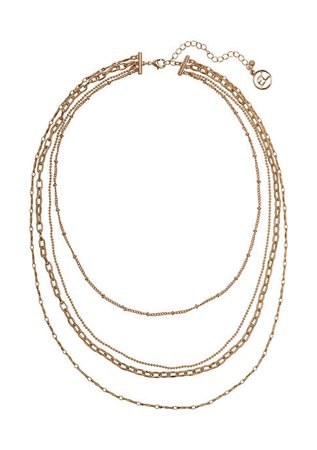 Erica Lyons Gold Tone Multi Chain Layered Necklace