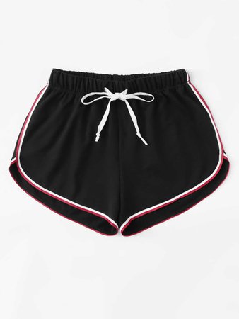black shorts with white and red accents