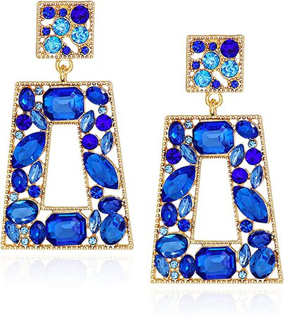 Amazon.com: Rhinestone Square Dangle Earrings For Women Sparkly Crystal Geometric Drop Statement Earrings Juran Green Collection (Multicolour): Clothing, Shoes & Jewelry