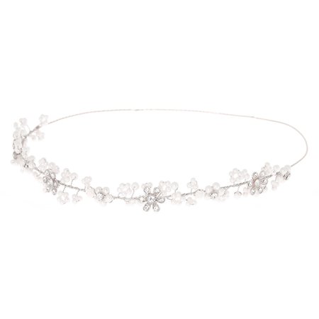 Silver Pearl Flower Hair Crown | Claire's US