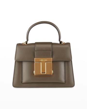 TOM FORD Small Leather Top-Handle Bag with Golden Hardware