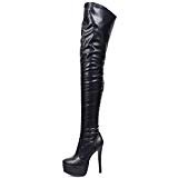 Amazon.com | termarnoov 2018 Women Thin High Heel Thigh High Boots PU Leather Platform Booties Winter Zipper Over The Knee Boots | Over-the-Knee