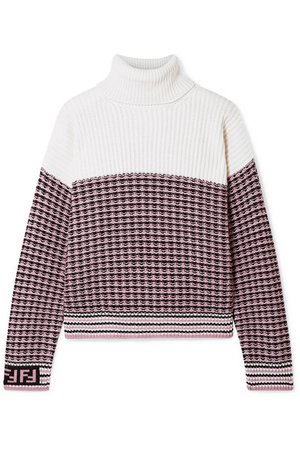 Fendi | Paneled wool and cashmere-blend turtleneck sweater | NET-A-PORTER.COM