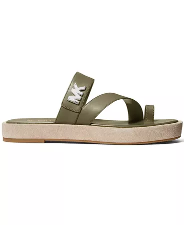 green Michael Kors Sidney Toe-Thong Flat Sandals & Reviews - Sandals - Shoes - Macy's