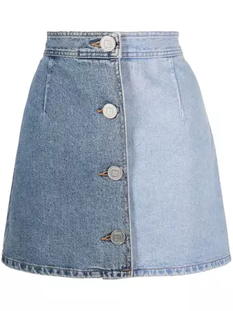 Kimhekim two-tone Denim Mini Skirt - Farfetch