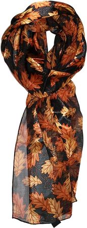 Ted and Jack - Fall Foliage Pattern Silk Feel Scarf (Tossed Leaves) at Amazon Women’s Clothing store