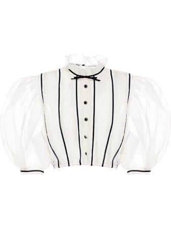 Miu Miu puff-sleeve silk-organza blouse
