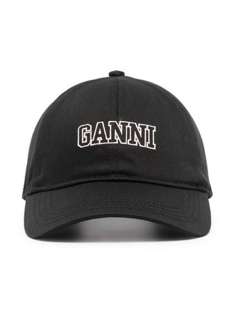 Shop GANNI logo-embroidered baseball cap
