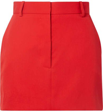 Striped Wool-twill Mini Skirt - Red