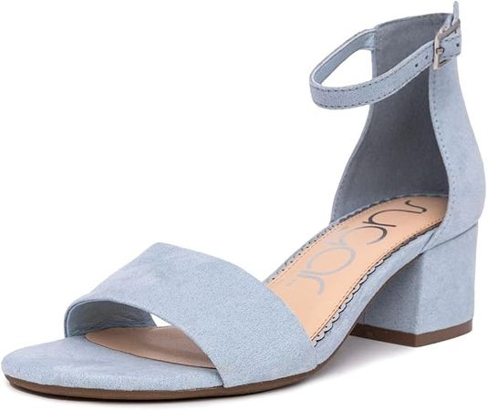 Amazon.com | Sugar Women's Low-Chunk Low Heel Dress Shoe Ladies Ankle Strap Pump Sandal-Noelle-Baby Blue-7 | Heeled Sandals