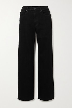 Grace Frayed High-rise Wide-leg Jeans - Black