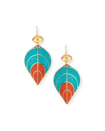 Devon Leigh Turquoise Coral Leaf Earring