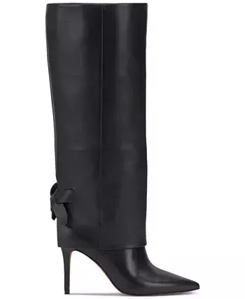 Vince Camuto Women's Kammitie 2 Wide-Calf Fold-Over Knee-High Stiletto Dress Boots - Macy's