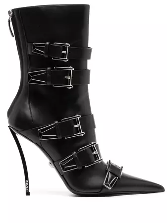 Versace Pin-Point Buckled Leather Boots - Farfetch