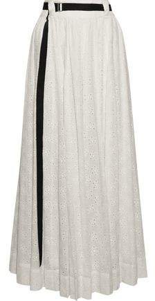 Belted Broderie Anglaise Cotton Maxi Skirt