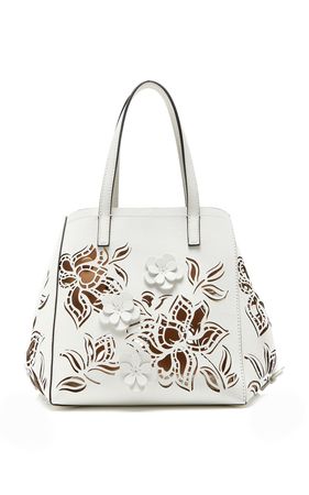 Small Lasercut-Floral Leather Tote Bag By Oscar De La Renta | Moda Operandi