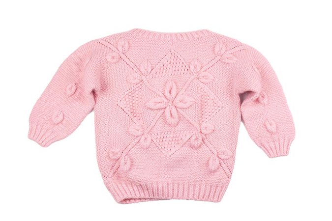 80s Pink Girls' Hand Knit Long Sleeve Winter Sweater | Etsy