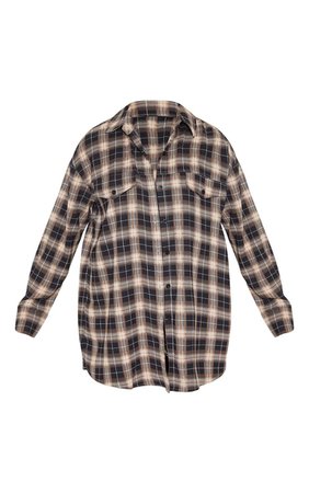 Black Check Oversized Shirt | Tops | PrettyLittleThing
