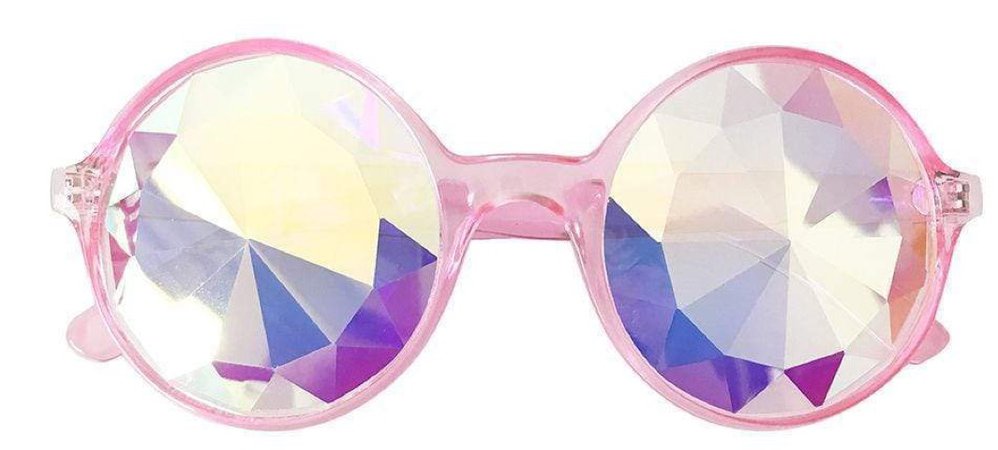 Round Crystal Kaleidoscope Glasses - Pink