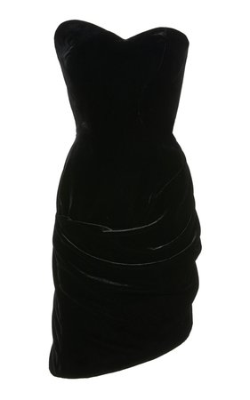 Asymmetric Strapless Velvet Mini Dress by Brandon Maxwell | Moda Operandi