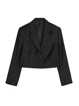 Wool Flannel Cropped Blazer - Black - Tailoring - ARKET SE