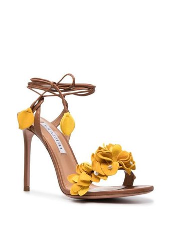 Shop yellow Aquazzura Bougainwillea 105mm sandals with Express Delivery - Farfetch