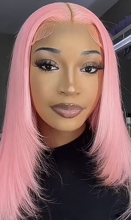 Pink Middle Part Layered Wig