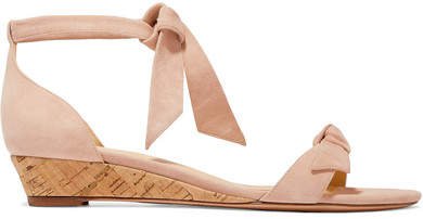 Clarita Bow-embellished Suede Wedge Sandals