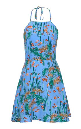 Reece Printed Silk Halterneck Mini Dress by HVN | Moda Operandi