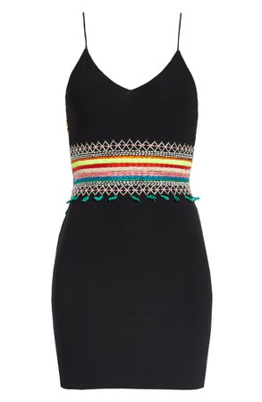 Alice + Olivia Loralee Embroidered Fitted Minidress | Nordstrom