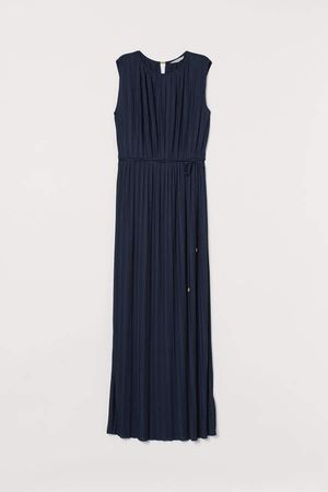 Pleated Long Dress - Blue