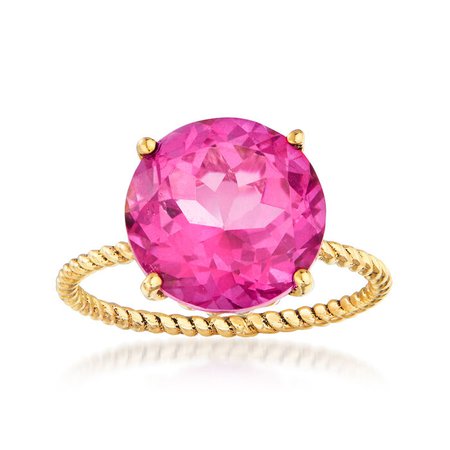 8.57 Carat Pink Topaz Twist Rope Ring in 14kt Yellow Gold | Ross-Simons