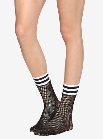 Varsity Stripe Ankle Fishnet Socks