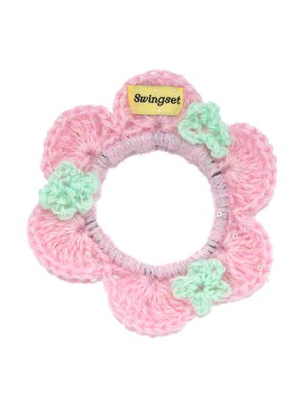 [SWINGSET] Seasonless Flower Topping Hair Chouchou (Pink) – SellerWork