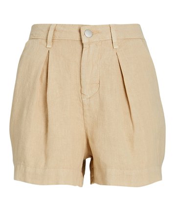 L'Agence Zahari Pleated Linen Shorts | INTERMIX®