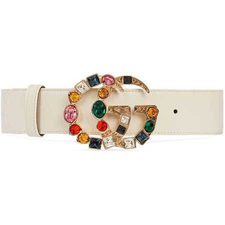 gucci leather belt with crystal double g buckle