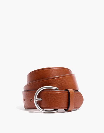 Women's Medium Perfect Leather Belt | Madewell brown