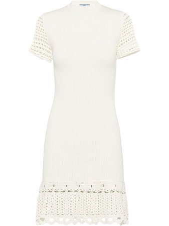 PRADA Crochet Cotton Mini Dress - Farfetch